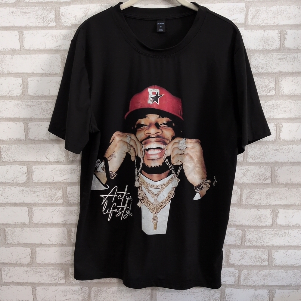 Romwe T-Shirt Torey Lanez Size S Black Street Wear Active Lifestyle Graphic